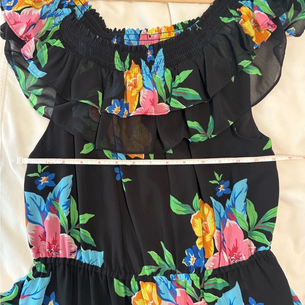 Lauren Ralph Lauren Black Label Floral Off-Shoulder Black Dress - Picture 11 of 12